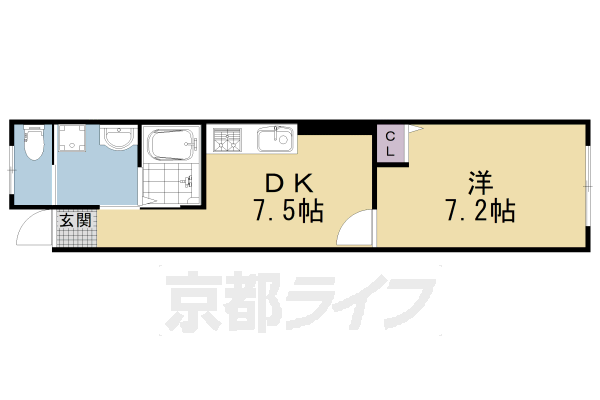 1DK:洋7.2×DK7.5(29.34㎡)