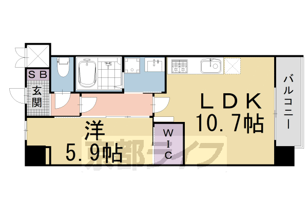 1LDK：洋5.9×LDK10.7（42.69㎡）