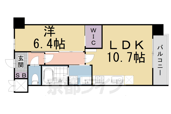 1LDK：洋6.4×LDK10.7（42.69㎡）