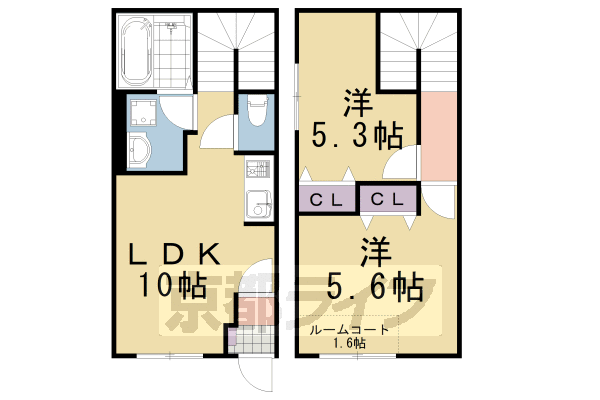 2LDK：洋5.6×洋5.3×LDK10(55.14㎡)