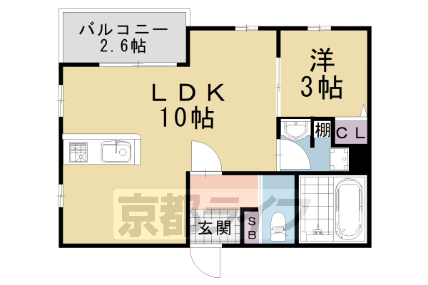 1LDK：洋3×LDK10(30㎡)