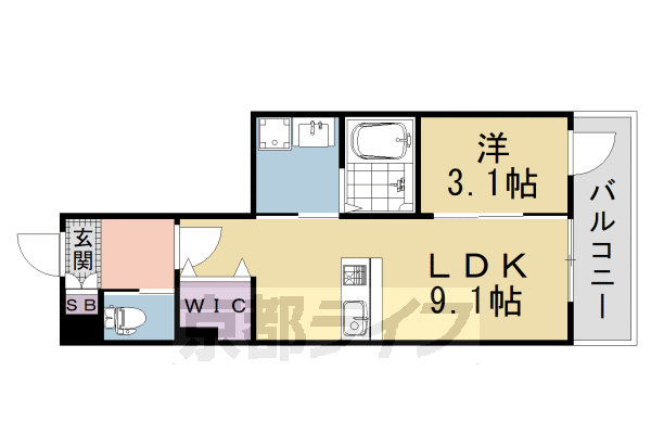 1LDK:洋3.1×LDK9.1(32.19㎡)