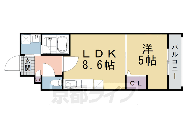 1LDK:洋5×LDK8.6(30.97㎡)