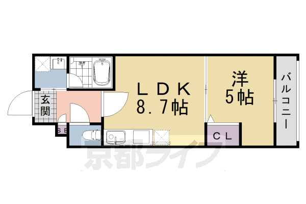 1LDK:洋5×LDK8.7(30.97㎡)