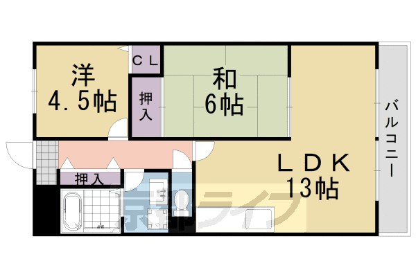 2LDK：和6×洋4.5×LDK13(56.1㎡)
