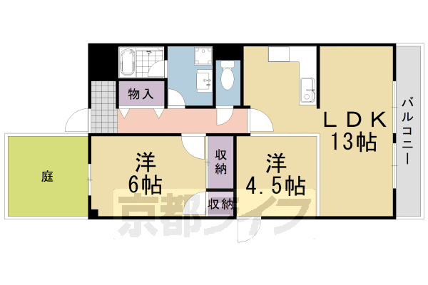 2LDK：洋6×洋4.5×LDK13(56.1㎡)