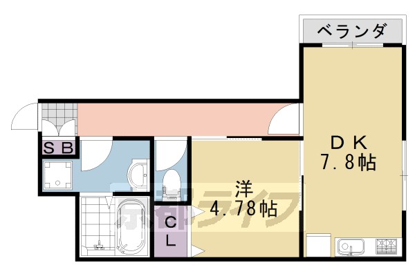 1DK：洋4.78×DK7.8(37.08㎡)