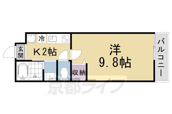1K：洋9.8×K2(25.1㎡)