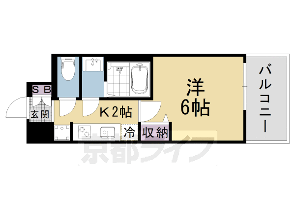 ■1K：洋6×K2(21.66 ㎡)