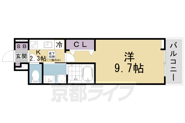 1K：洋9.7×K2.3(28.87㎡)