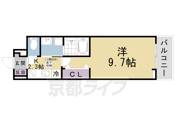 1K：洋9.7×K2.3(28.87㎡)