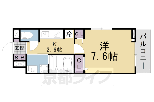 1K：洋7.6×K2.6(27.02㎡)