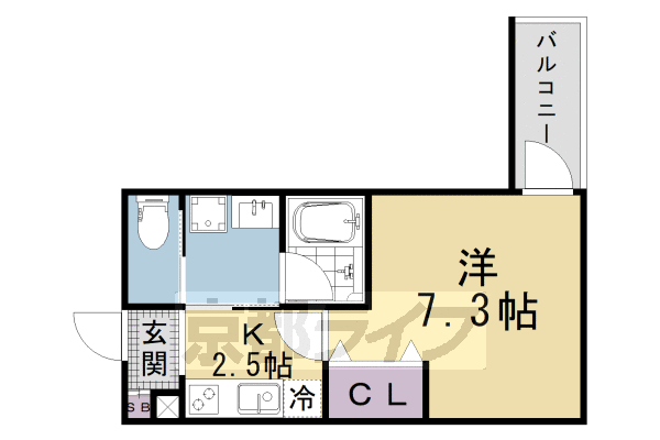 1K：洋7.3×K2.5(23.81㎡)