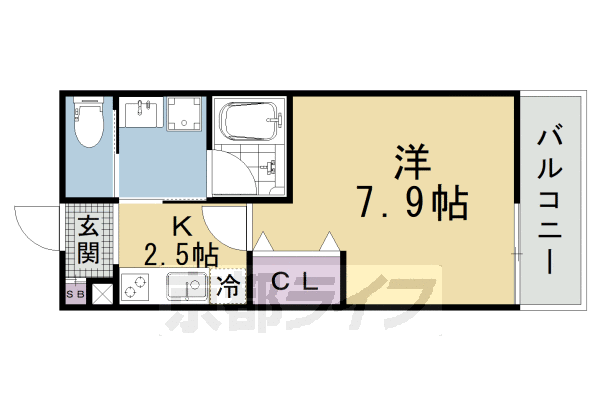 1K：洋7.9×K2.5(25.26㎡)