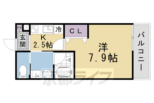 1K：洋7.9×K2.5(25.26㎡)