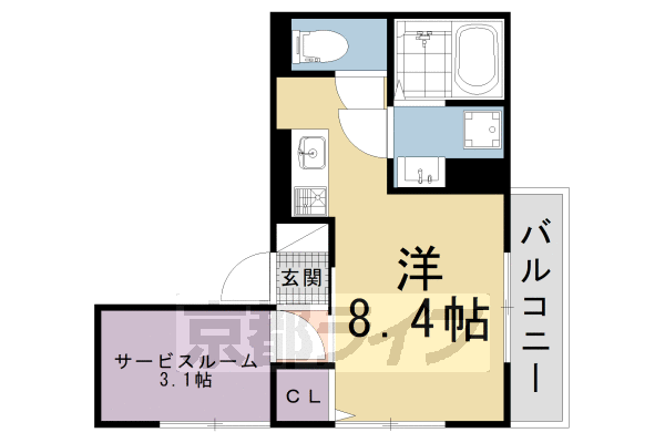 ワンルーム：洋8.4×納3.1(28.86 ㎡)