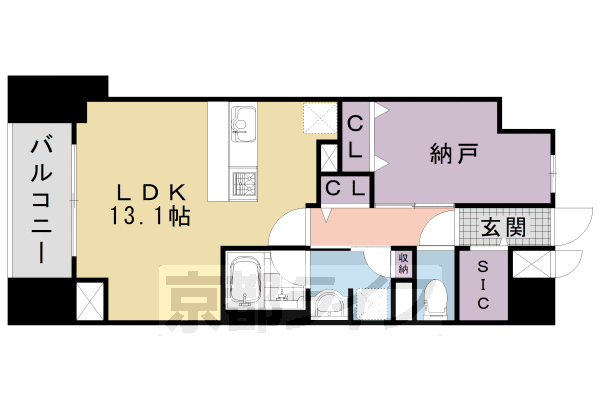 1LDK：納5×LDK13.1(47.18㎡)