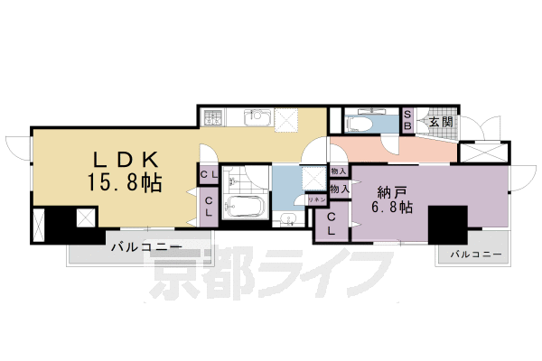 1LDK：納5.8×LDK15.8(53.97㎡)