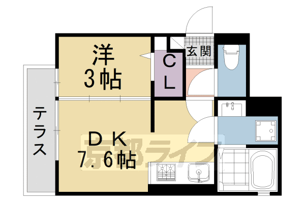 1DK：洋3×DK7.6(27.82㎡)