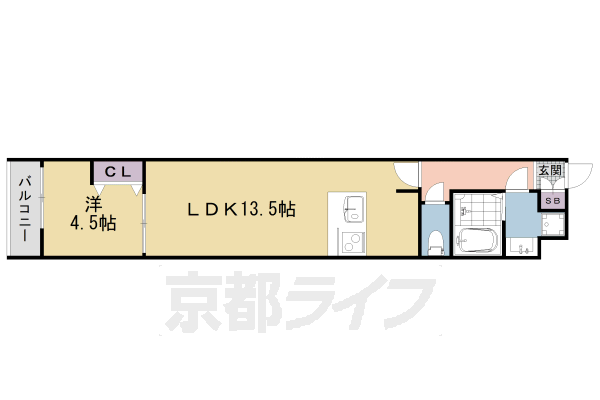 1LDK：洋4.7×LDK13.5(42.54㎡)