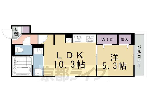 1LDK：洋5.3×LDK10.3（40.31㎡）