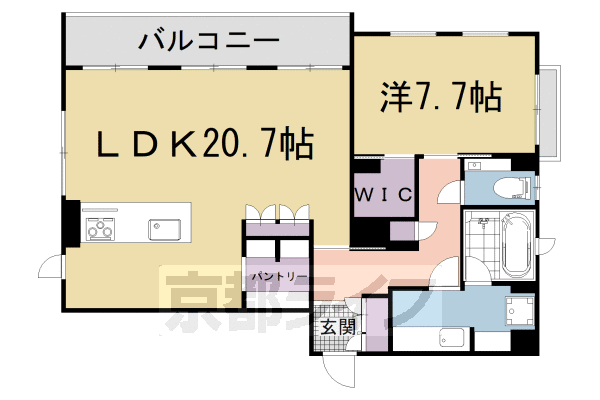 ■1LDK：洋7.7×LDK20.7(74.66 ㎡)