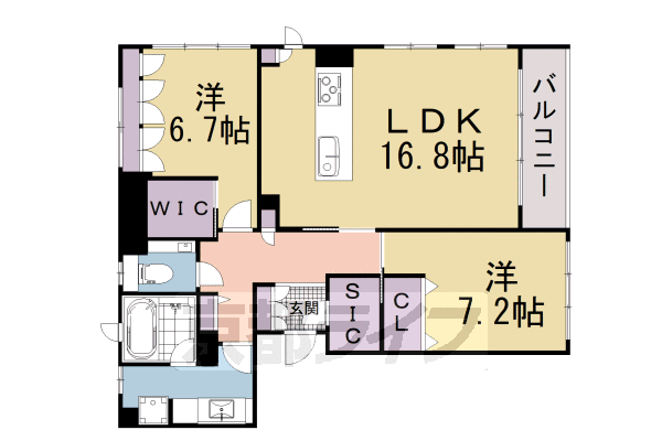 ■2LDK：洋7.2×洋6.7×LDK16.8(83.63 ㎡)