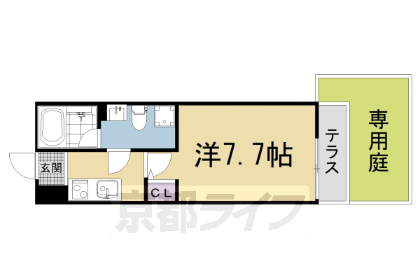 ■1K：洋7.7×K2.2(22.92 ㎡)