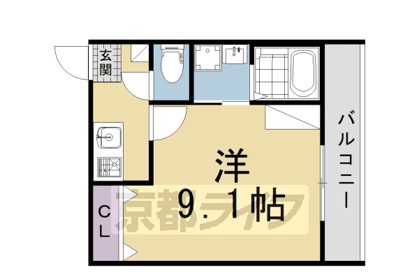 1K：洋9.1×K2.9(26.05㎡)