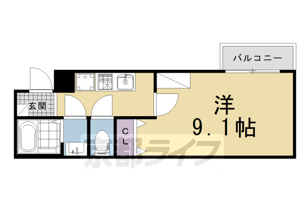 1K：洋9.1×K3.6(26.42㎡)