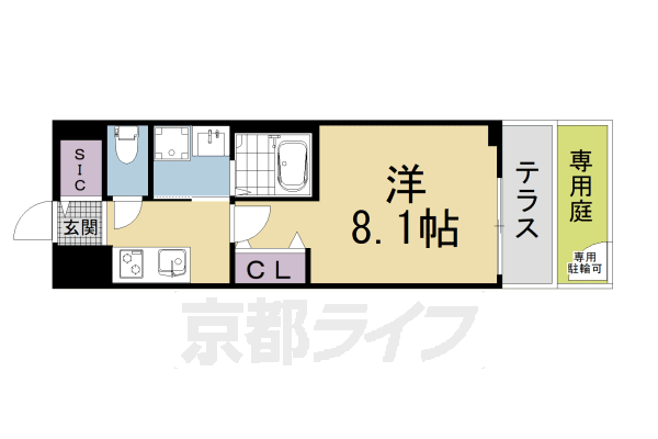 ■1K：洋8.1×K2.5(25.95 ㎡)