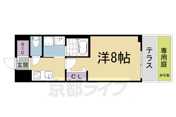 ■1K：洋8×K2.5(25.8 ㎡)