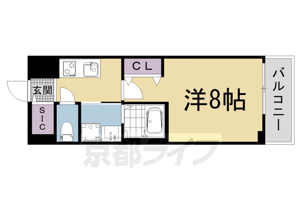 ■1K：洋8×K2.5(25.8 ㎡)