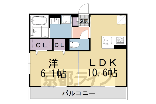■1LDK:洋6.1×LDK10.6(40.29 ㎡)