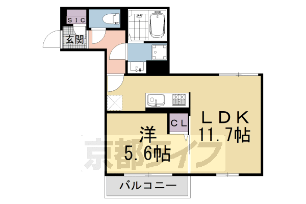 ■1LDK:洋5.6×LDK11.7(40.32 ㎡)