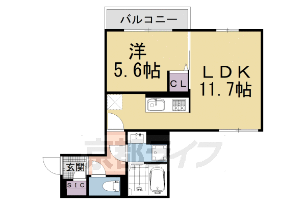 ■1LDK:洋5.6×LDK11.7(40.32 ㎡)