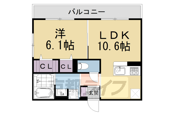 ■1LDK:洋6.1×LDK10.6(40.29 ㎡)