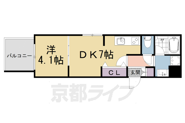 ■1DK:洋4.1×DK7(29.25 ㎡)
