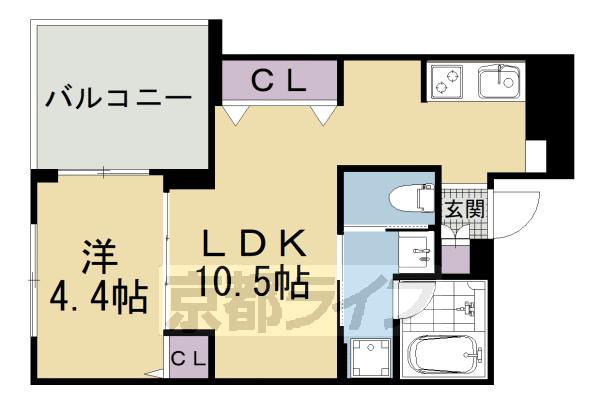 ■1LDK:洋4.4×LDK10.5(35.41 ㎡)