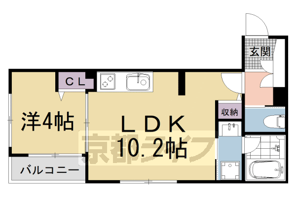 ■1LDK:洋4×LDK10.2(37.06 ㎡)