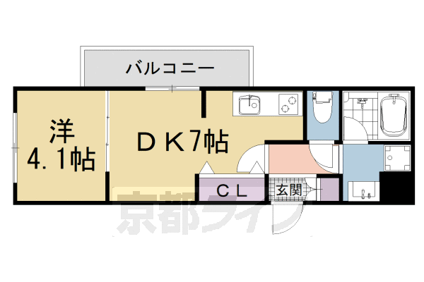 ■1DK:洋4.1×DK7(29.25 ㎡)