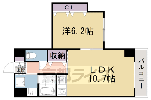 ■1LDK：洋6.2×LDK10.7(41.15 ㎡)