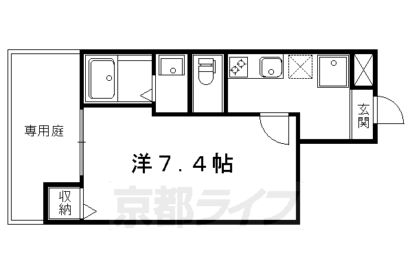 ■1K：洋7.4×K2(22.42 ㎡)