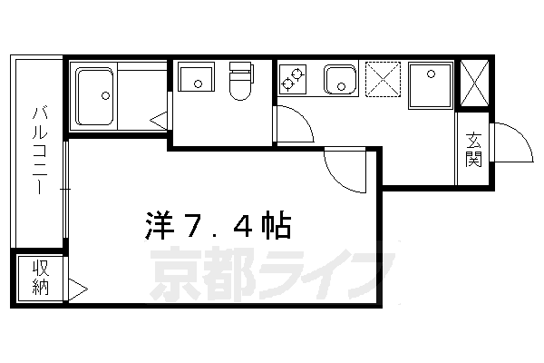 ■1K：洋7.4×K2(22.42 ㎡)