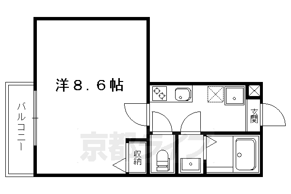 ■1K：洋8.6×K2(23.51 ㎡)