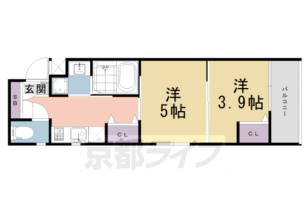 ■2Ｋ：洋5×洋3.9×K2(30.12 ㎡)