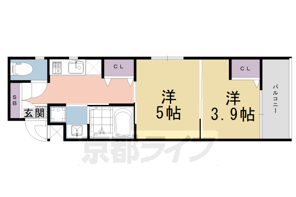 ■2Ｋ：洋5×洋3.9×K2(30.12 ㎡)