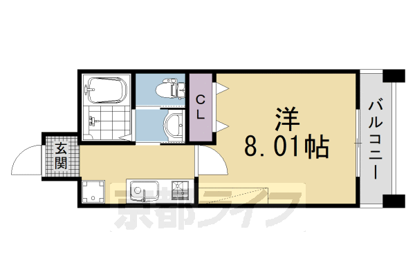 1K:洋8.01×K2.91(24.8㎡)