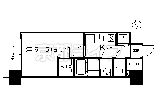 1K：洋6.5×K1.5（23.49㎡）