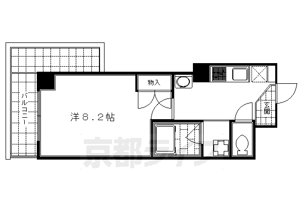 1K：洋8.2×K2(25.78㎡)(家賃5.85万円)